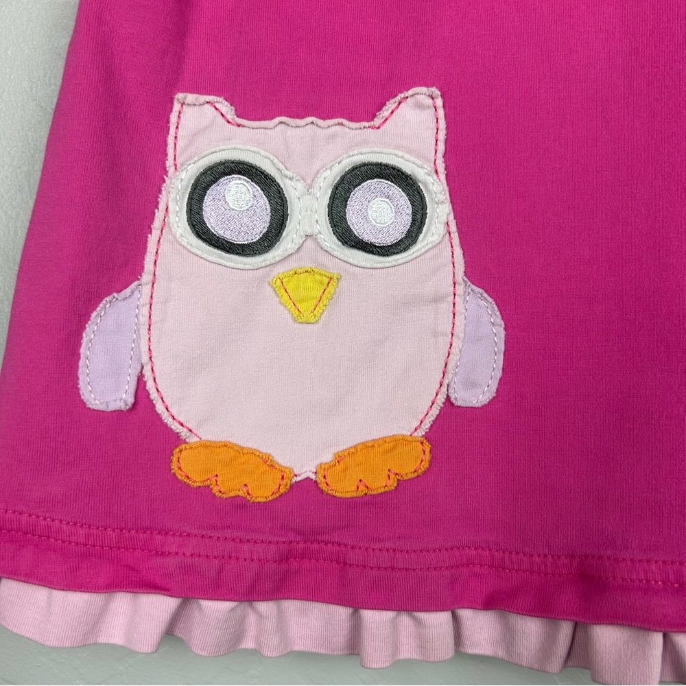 Hanna Andersson long sleeve pink dress with owl appliqué size 90 US 3 - Picture 8 of 16